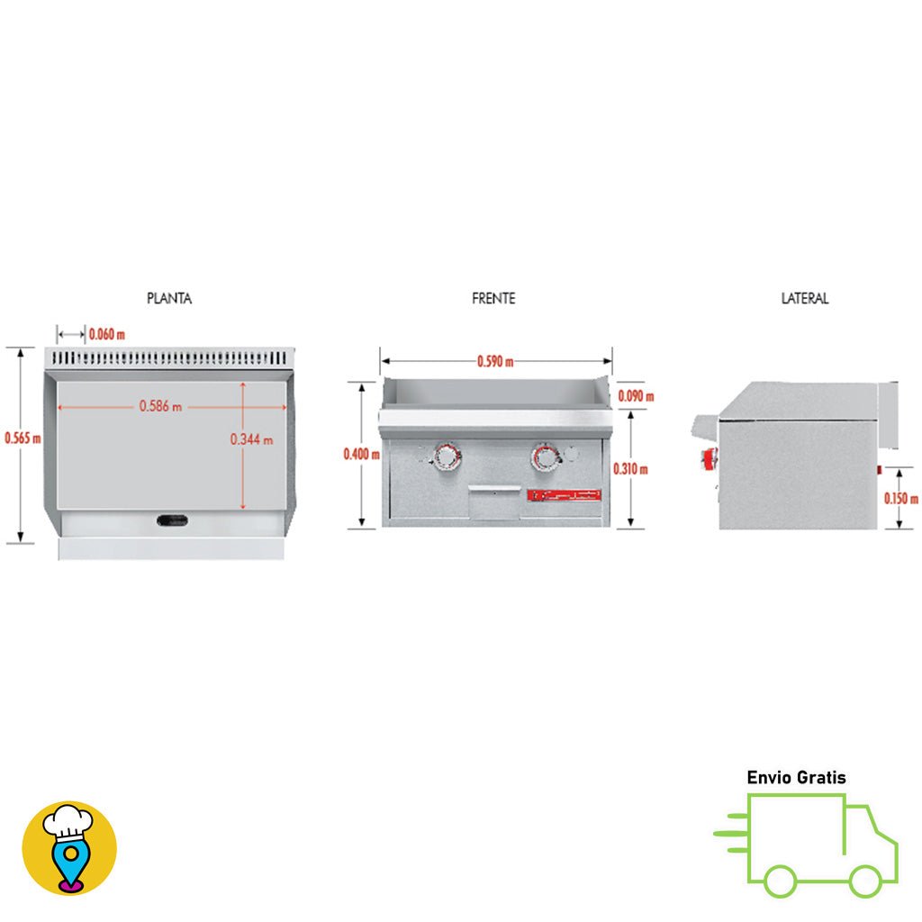 Plancha 2 Quemadores CORIAT - CH-2 PETIT-Planchas-CORIAT-ElLugarDelChef.com
