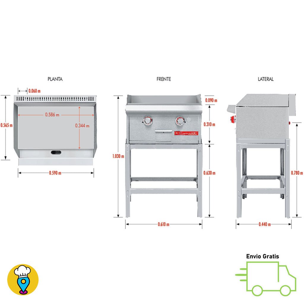 Plancha 2 Quemadores CORIAT - CH-2 PETIT-Planchas-CORIAT-ElLugarDelChef.com