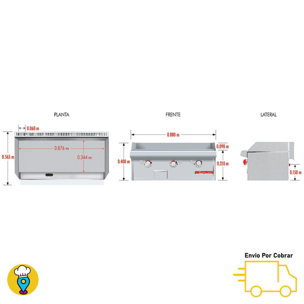 Plancha 3 Quemadores CORIAT - CH-3 PETIT-Planchas-CORIAT-ElLugarDelChef.com