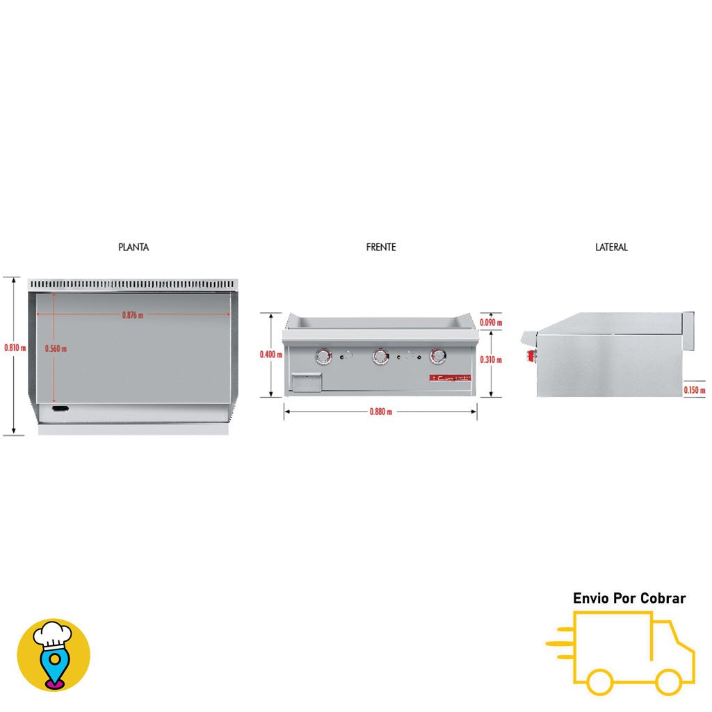 Plancha 3 Quemadores CORIAT - CV-3 MASTER-Planchas-CORIAT-ElLugarDelChef.com