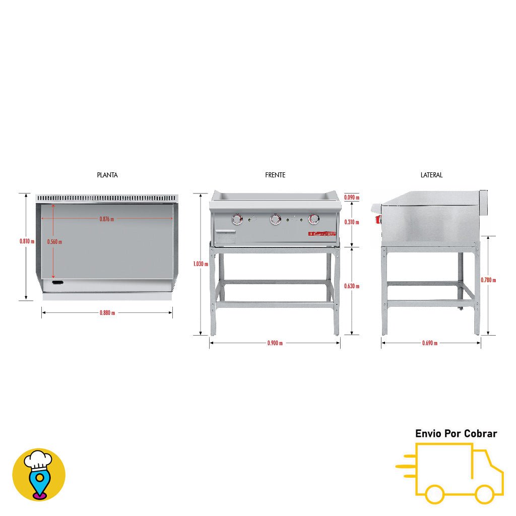 Plancha 3 Quemadores CORIAT - CV-3 MASTER-Planchas-CORIAT-ElLugarDelChef.com
