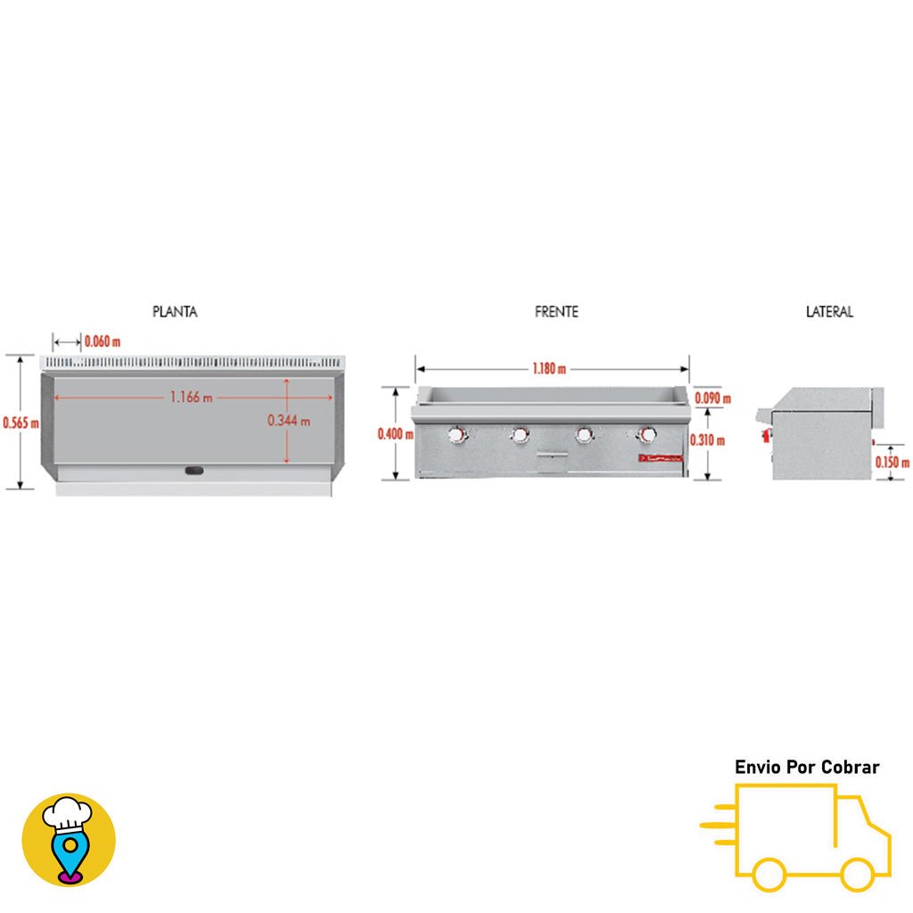 Plancha 4 Quemadores CORIAT - CH-4 PETIT-Planchas-CORIAT-ElLugarDelChef.com