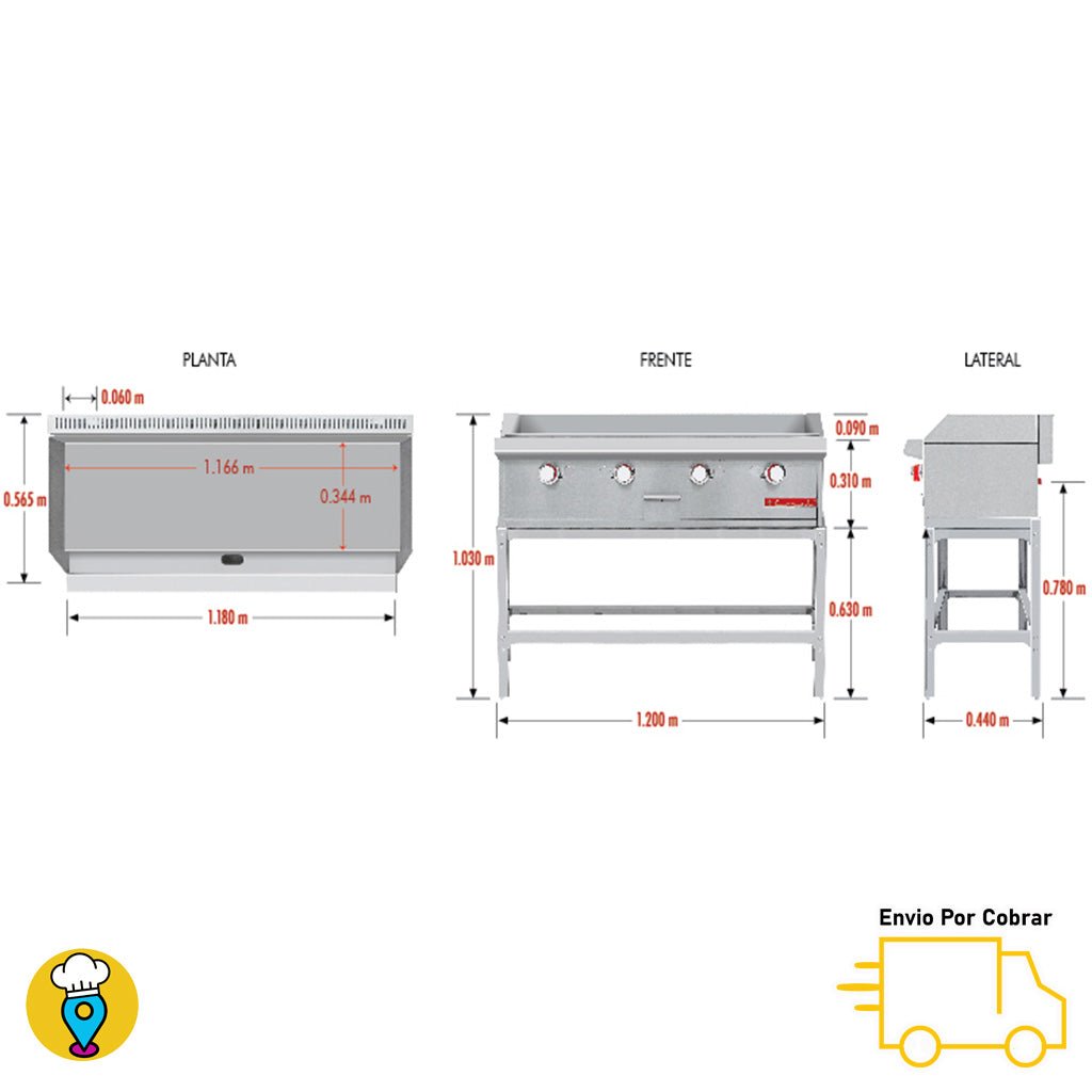 Plancha 4 Quemadores CORIAT - CH-4 PETIT-Planchas-CORIAT-ElLugarDelChef.com