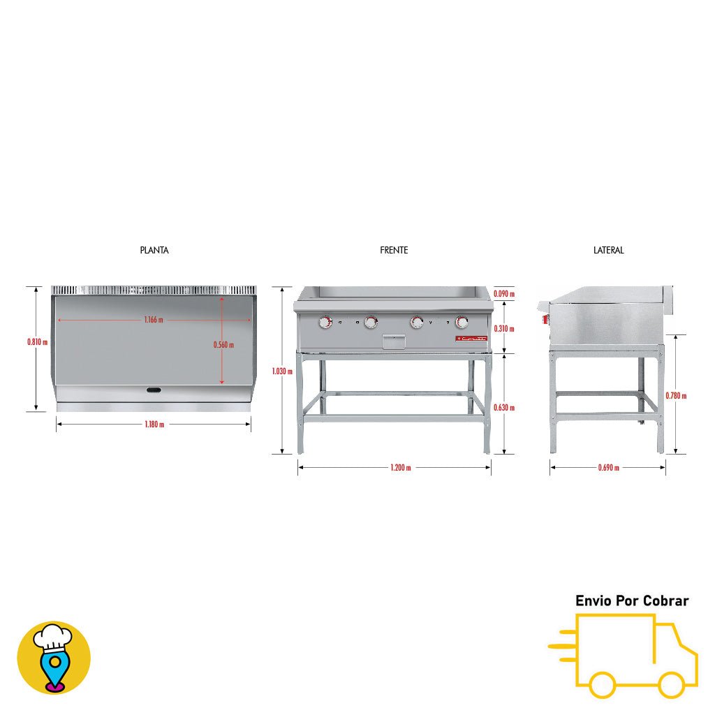 Plancha 4 Quemadores CORIAT - CV-4 MASTER-Planchas-CORIAT-ElLugarDelChef.com