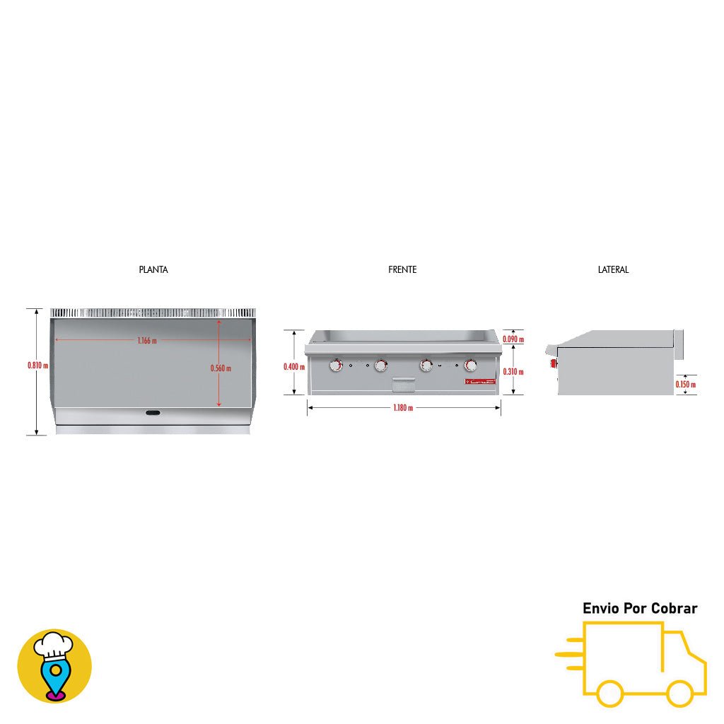 Plancha 4 Quemadores CORIAT - CV-4 MASTER-Planchas-CORIAT-ElLugarDelChef.com