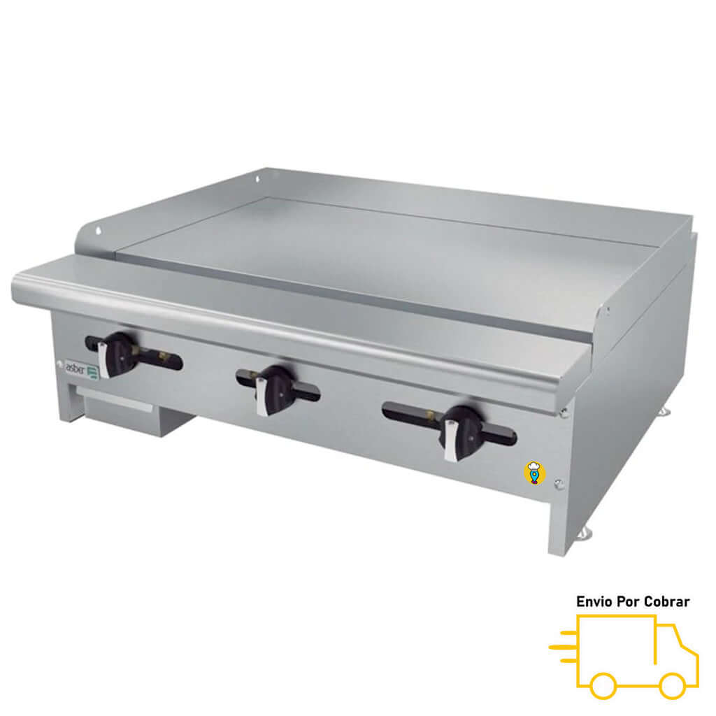 Plancha Lisa a Gas Placa de 3/4" ASBER - AEMG-36-H-Planchas-ASBER-ElLugarDelChef.com