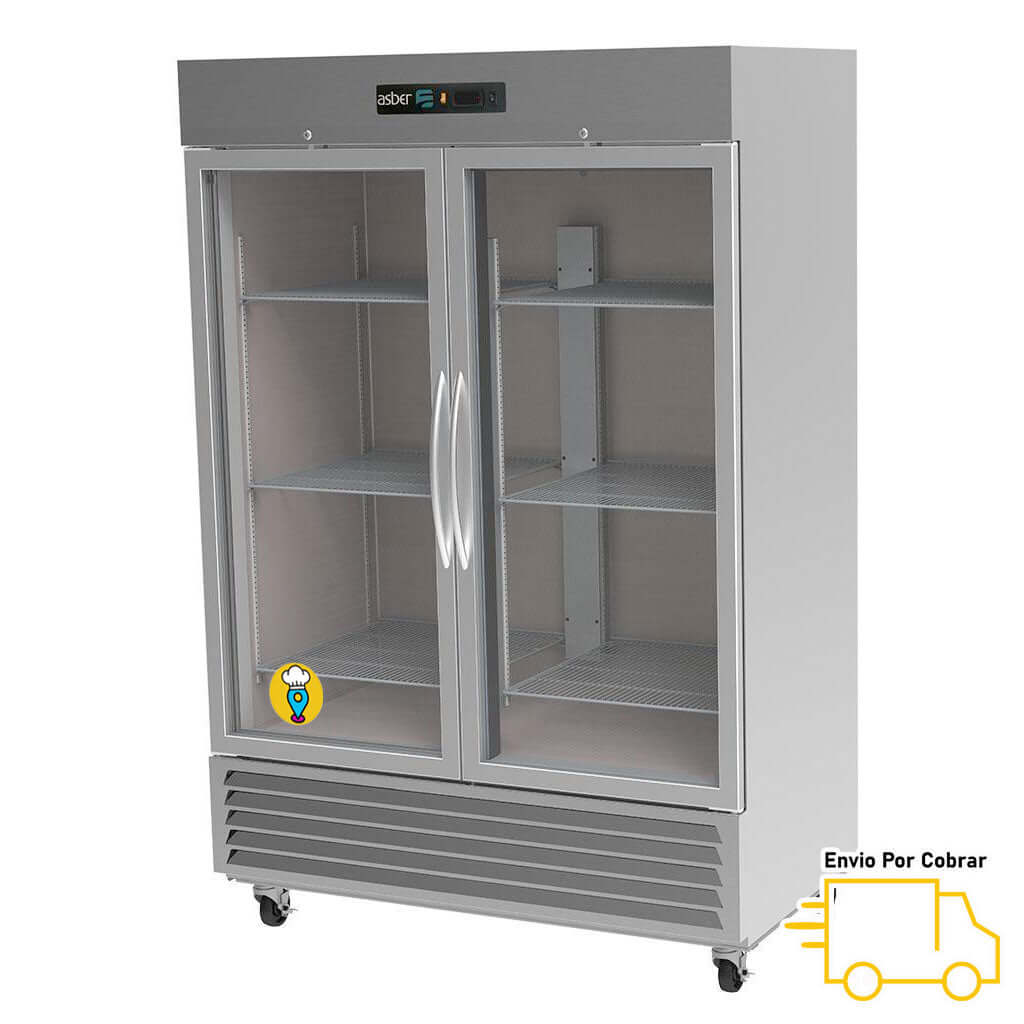 Refrigerador Puerta de Cristal y Acero Inoxidable 49 pies ASBER - ARR-49G HC-Refrigeradores en Acero Inoxidable-ASBER-ElLugarDelChef.com