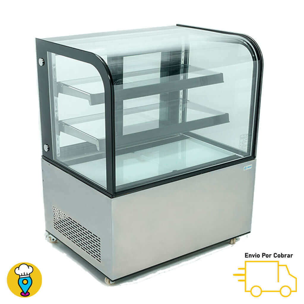 Vitrina Refrigerada de Piso con Cristal Curvo 121.5cms MIGSA - ARC-370Y-Vitrinas Pasteleras Delux-MIGSA-ElLugarDelChef.com