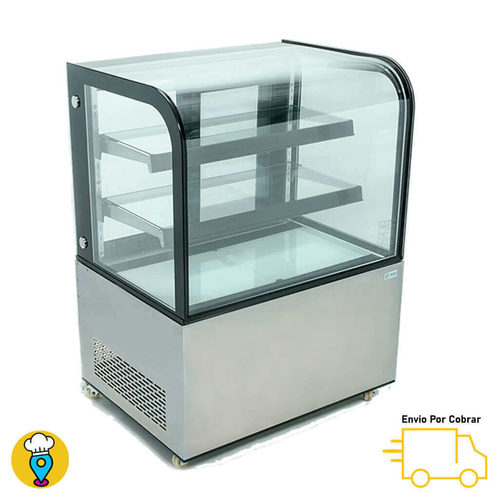 Vitrina Refrigerada de Piso con Cristal Curvo 91.5cms MIGSA - ARC-270Y-Vitrinas Pasteleras Delux-MIGSA-ElLugarDelChef.com