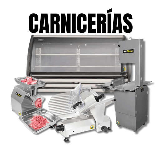 Equipos y maquinaria profesional para carnicerías: sierras, vitrinas, molinos y más.