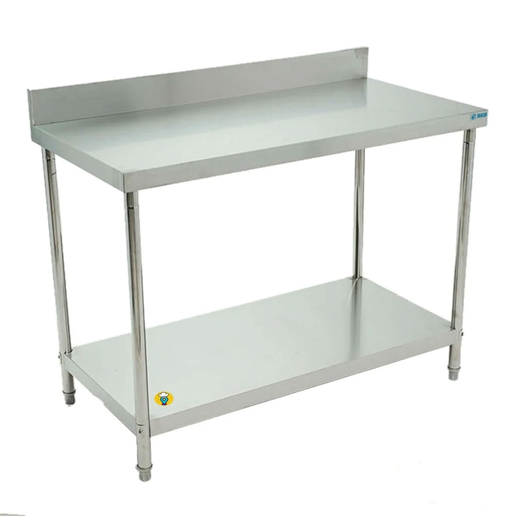 Mesa de trabajo en acero inoxidable para cocina industrial