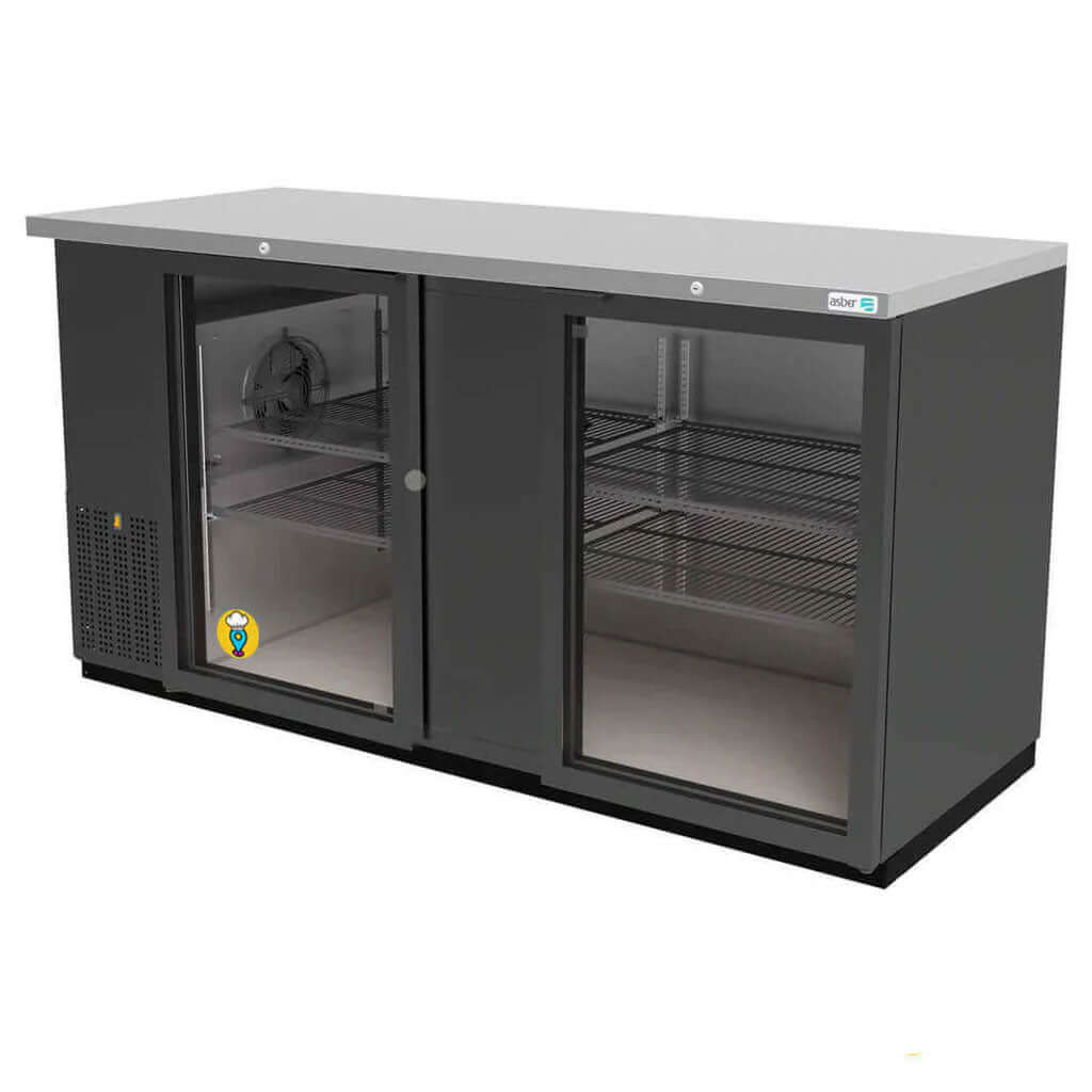 Refrigerador bajo barra puerta de cristal para exhibición de bebidas en negocio