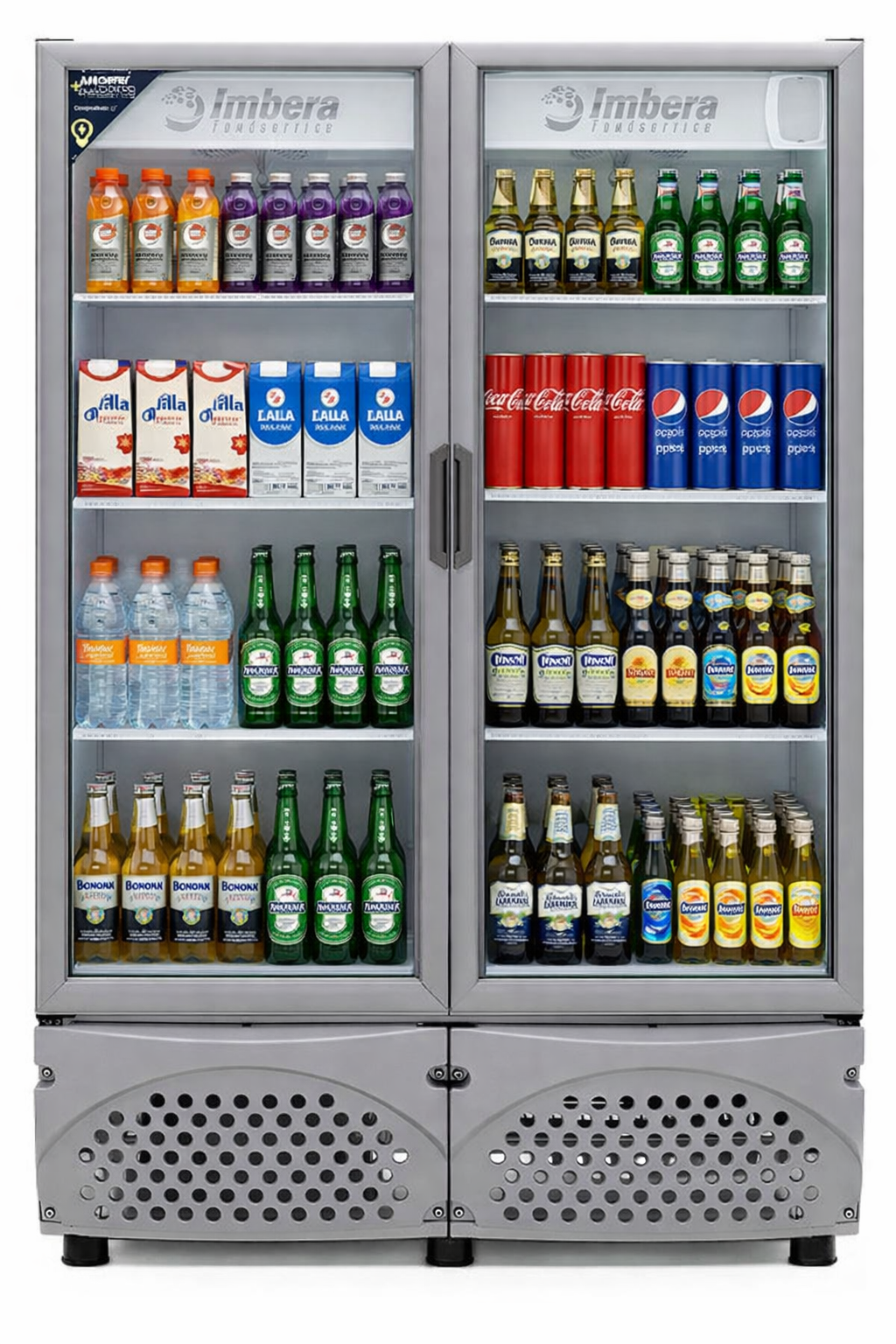Refrigerador comercial de puerta de cristal 2 puertas para exhibición de bebidas y productos