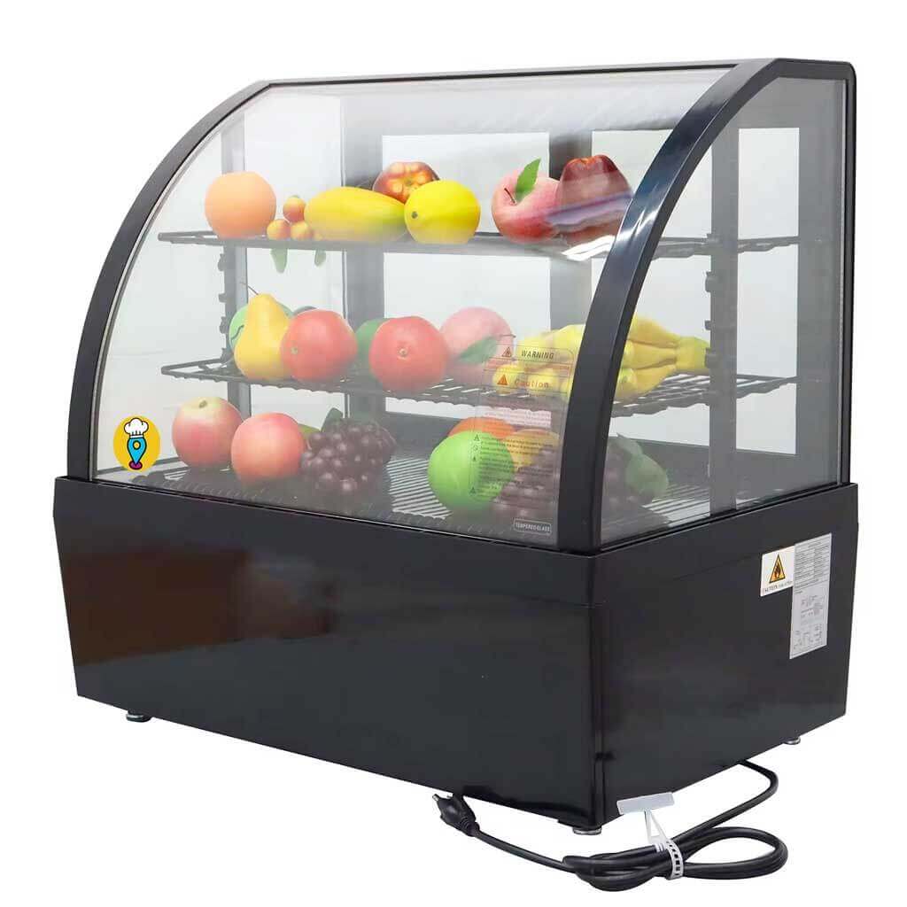 Vitrina refrigerada Migsa sobre mostrador tipo exhibidor con vidrio para postres y alimentos fríos