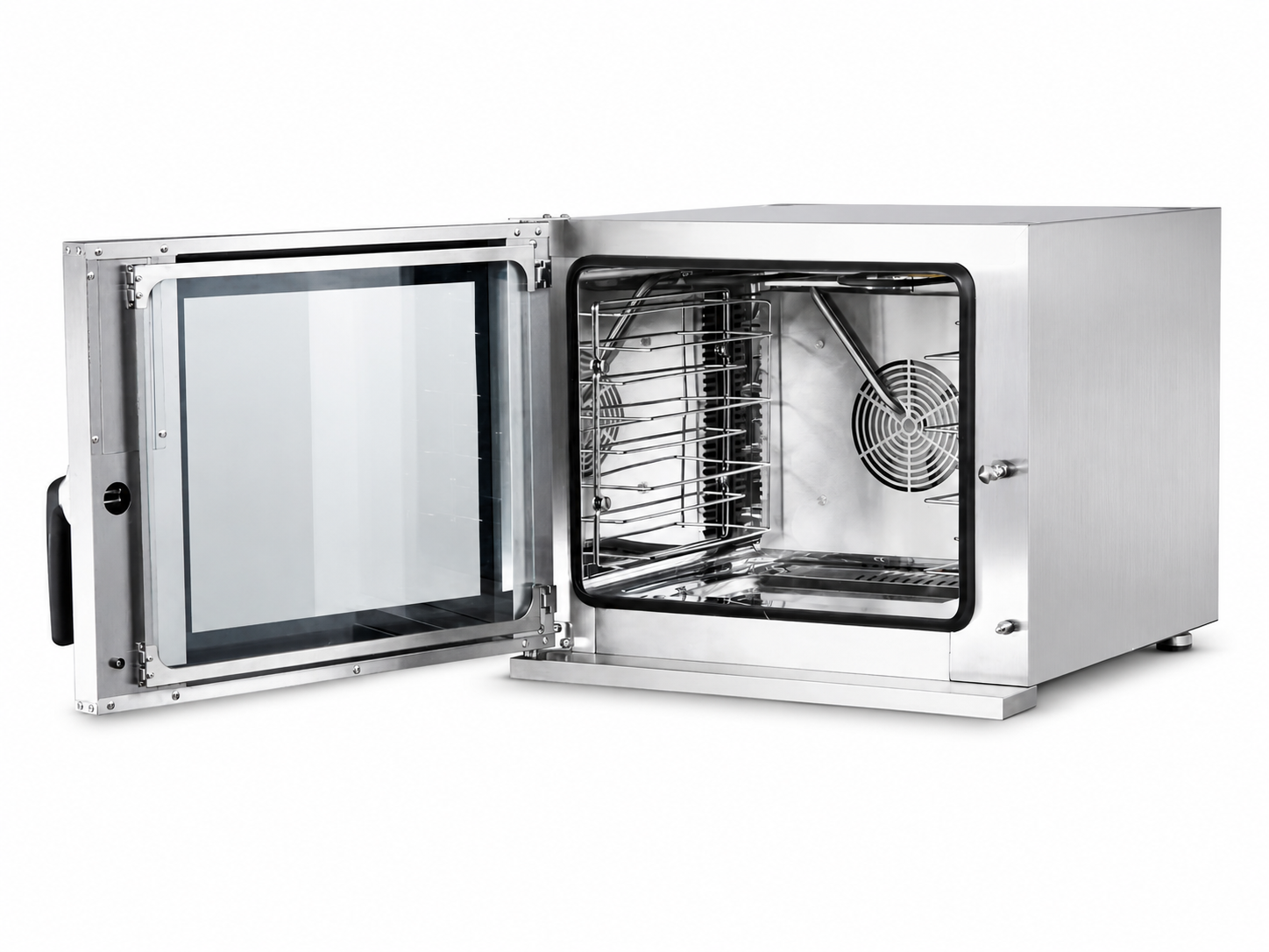 Horno de convección Migsa HDM-600 con puerta abierta e interior de acero inoxidable