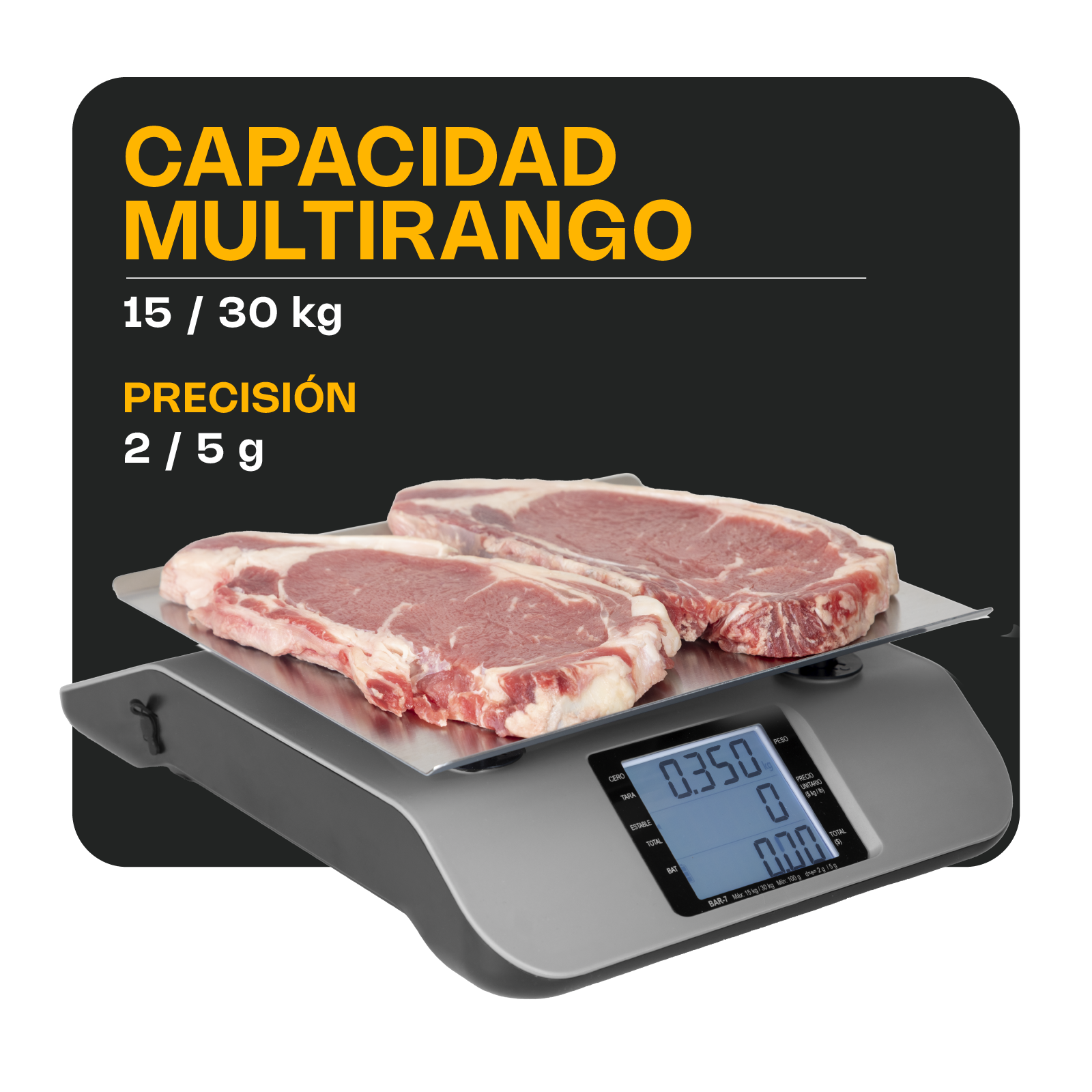 Capacidad multirango de la bascula AR-7 de rhino