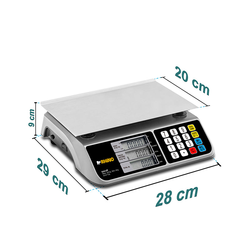 medidas de la báscula digital Rhino BAR-6X