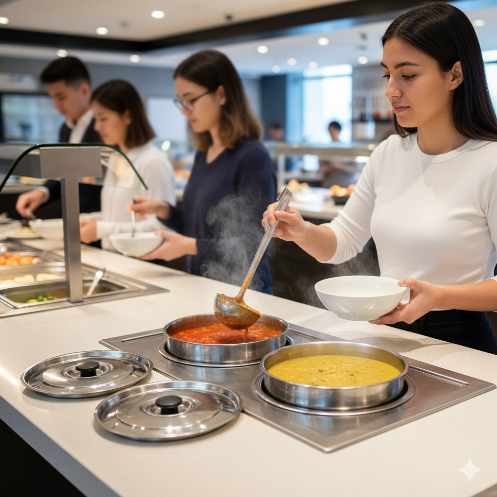 Baño maría industrial Migsa ZCK165AT4 con 2 insertos redondos de 8 litros y tapas