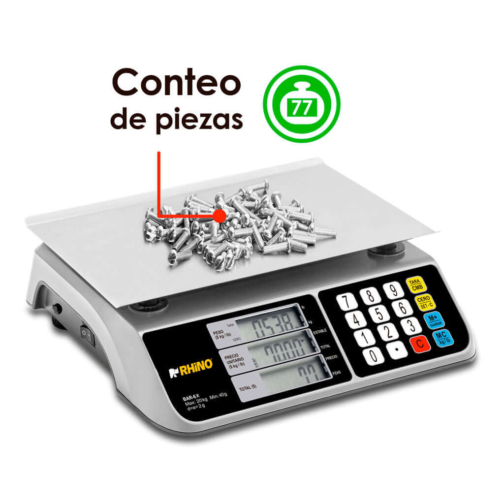Báscula Digital Rhino BAR-6 ⚖️ Precisión y Larga Duración
