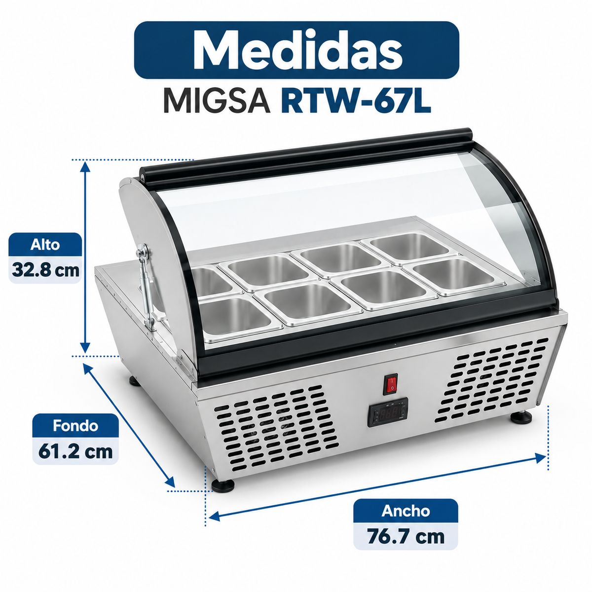 Base Refrigerada para Ensaladas Migsa RTW67L - 8 Insertos