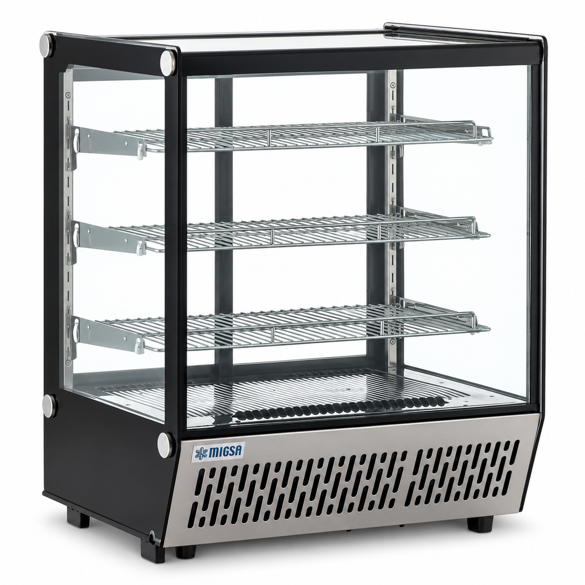 Vitrina refrigerada Migsa CW-145 de 145 litros con cristal recto y 4 niveles de exhibición