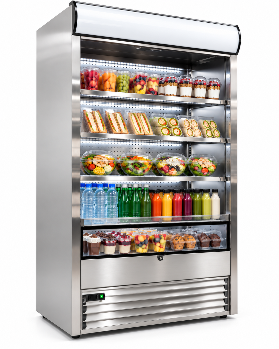 Mural refrigerado MIGSA RTS-700L con alimentos y bebidas en exhibición