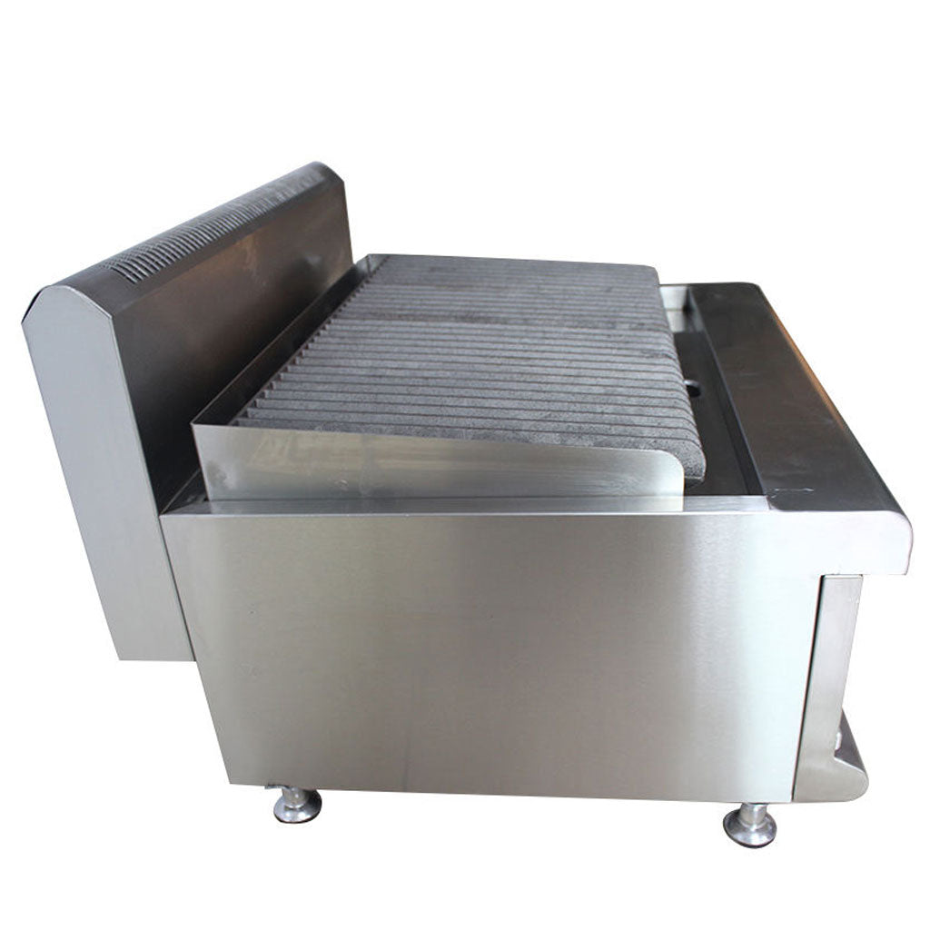 Asador de gas Migsa HGL-607 gabinete de acero inoxidable vista lateral