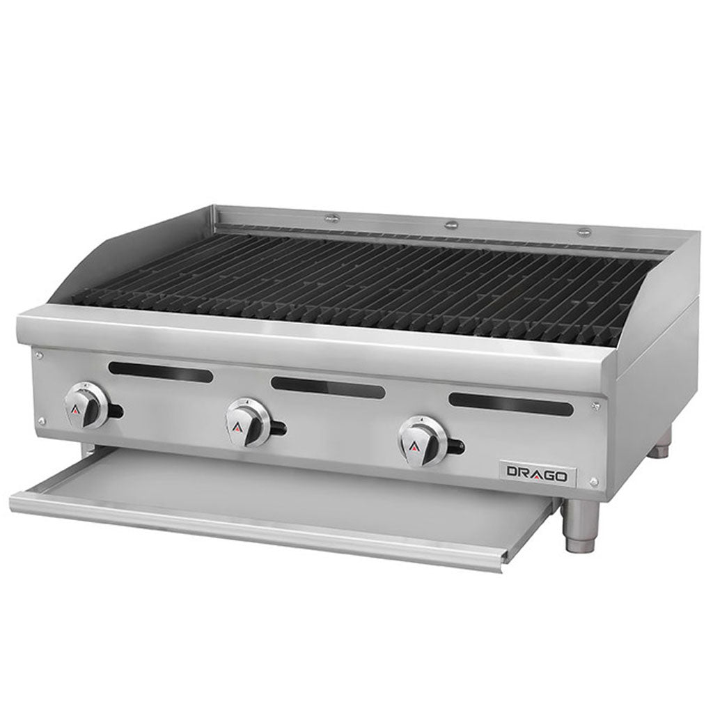 Asador para restaurante Drago AG-3R con parrillas de hierro fundido