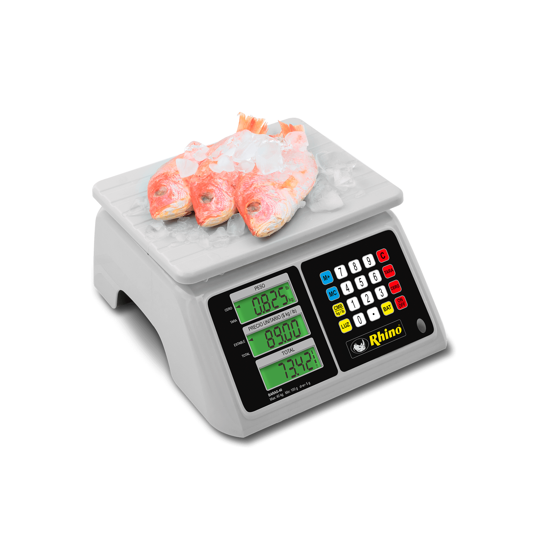 Báscula 40 kg Rhino BARAG-40 vista superior del plato ABS