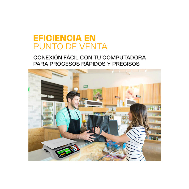 Puerto USB de la báscula digital Rhino BAR-10 compatible con punto de venta