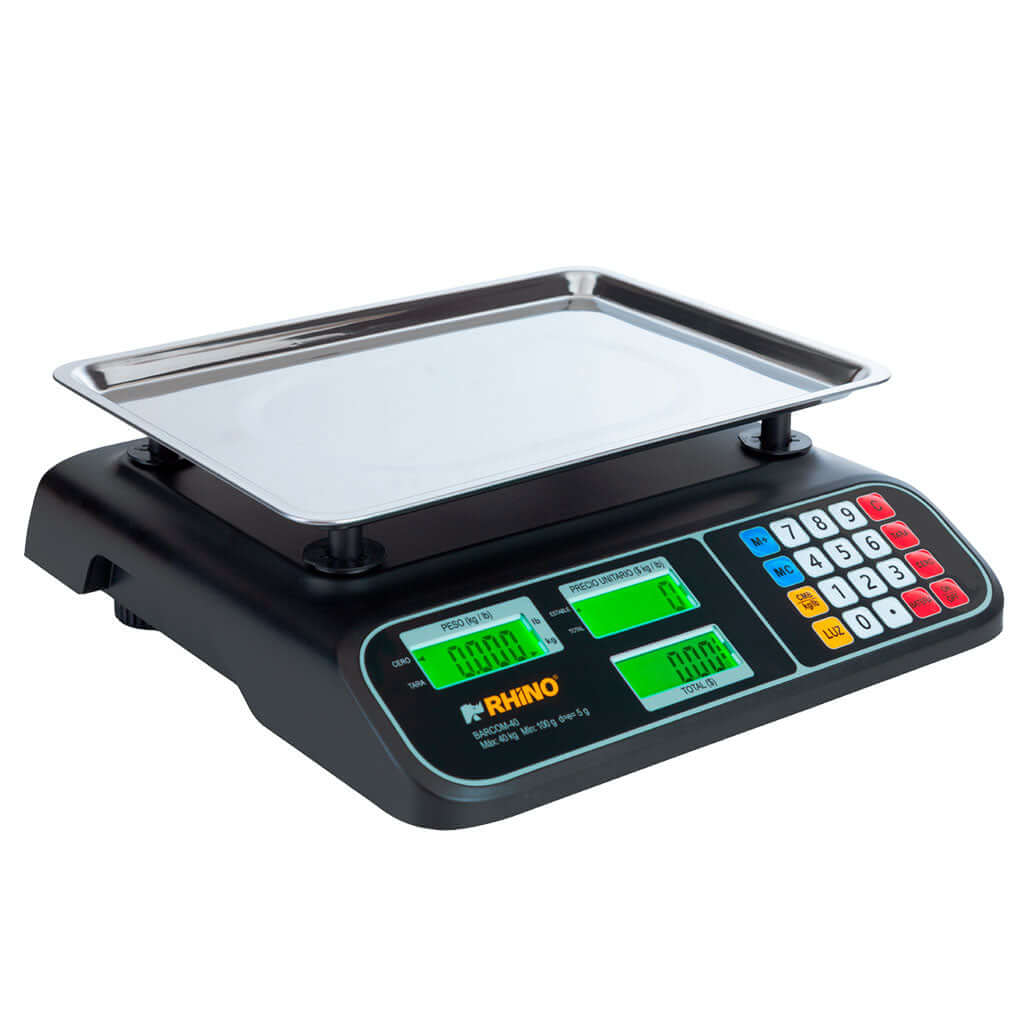 Báscula comercial digital Rhino BARCOM-40 de 40 kg vista frontal