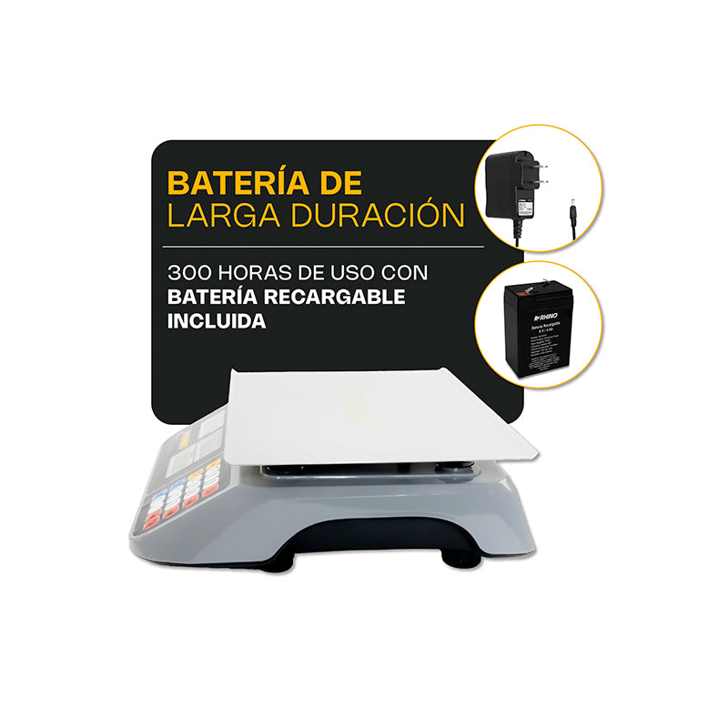Báscula comercial digital Rhino BAR-10 vista lateral para punto de venta
