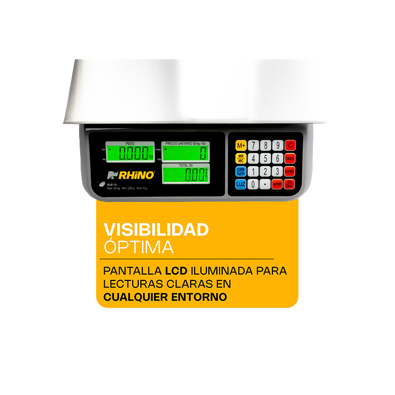 Plato de acero inoxidable de la báscula Rhino BAR-10 de 36 x 26 cm