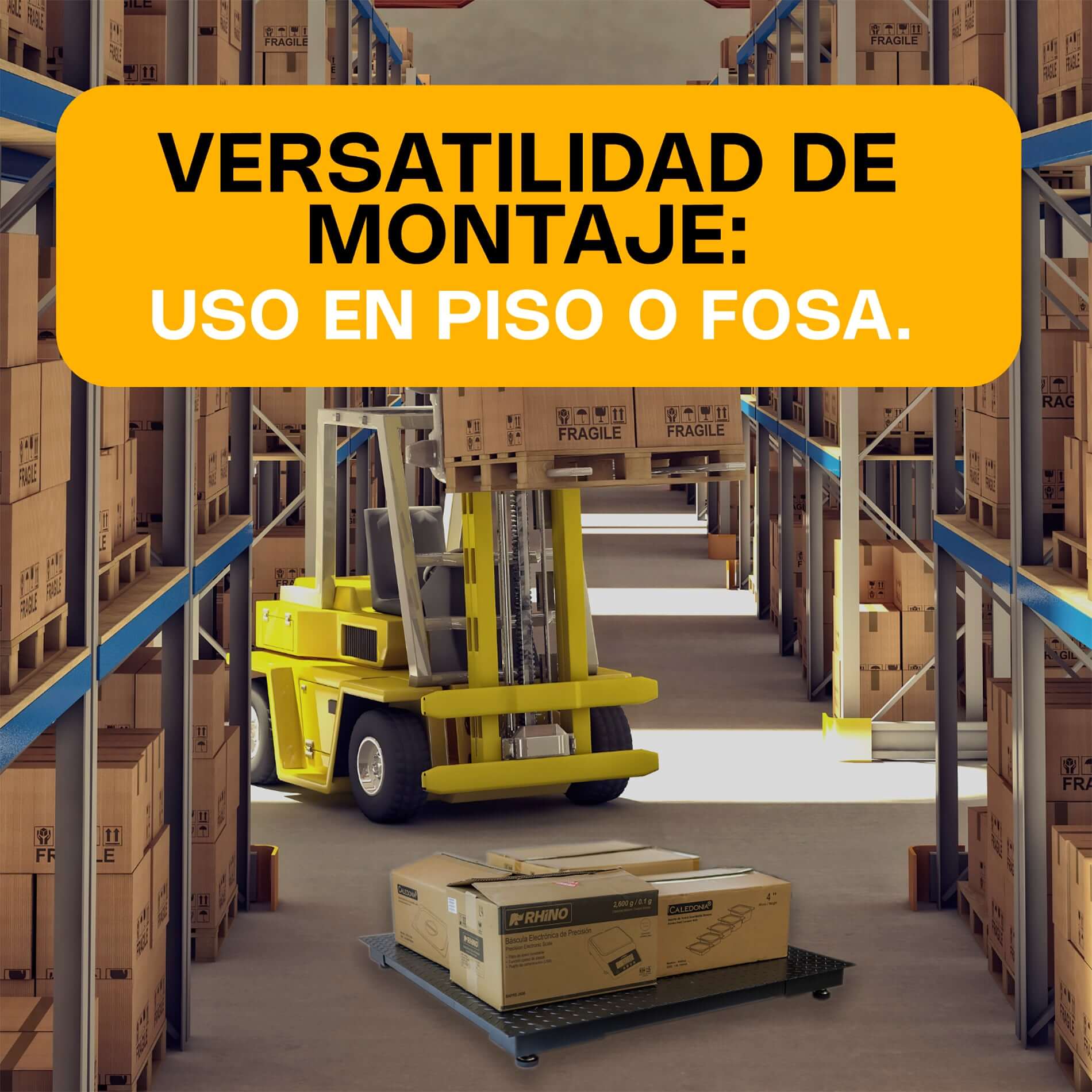 Bascula de plataforma industrial Rhino PLABA-15 vista lateral