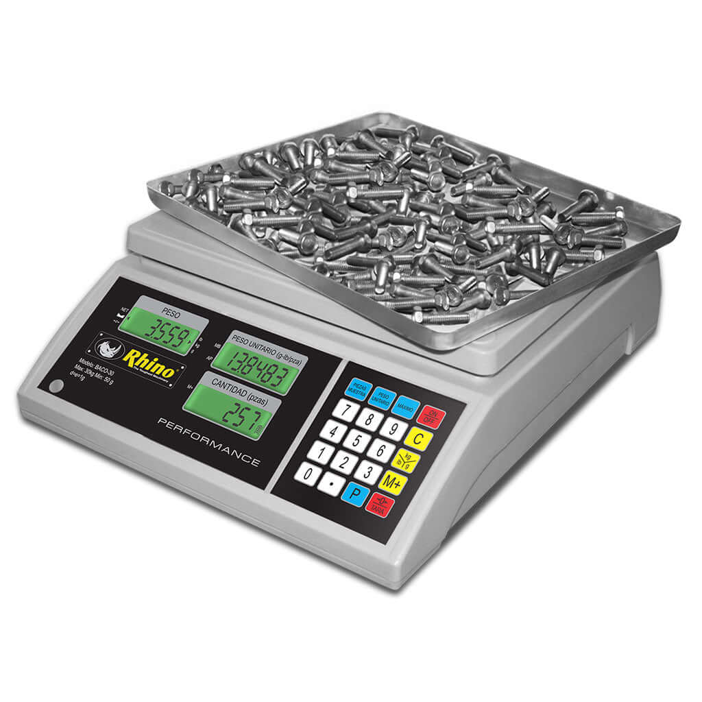 Bascula porcionadora 30 kg Rhino BACO-30 vista lateral para negocios