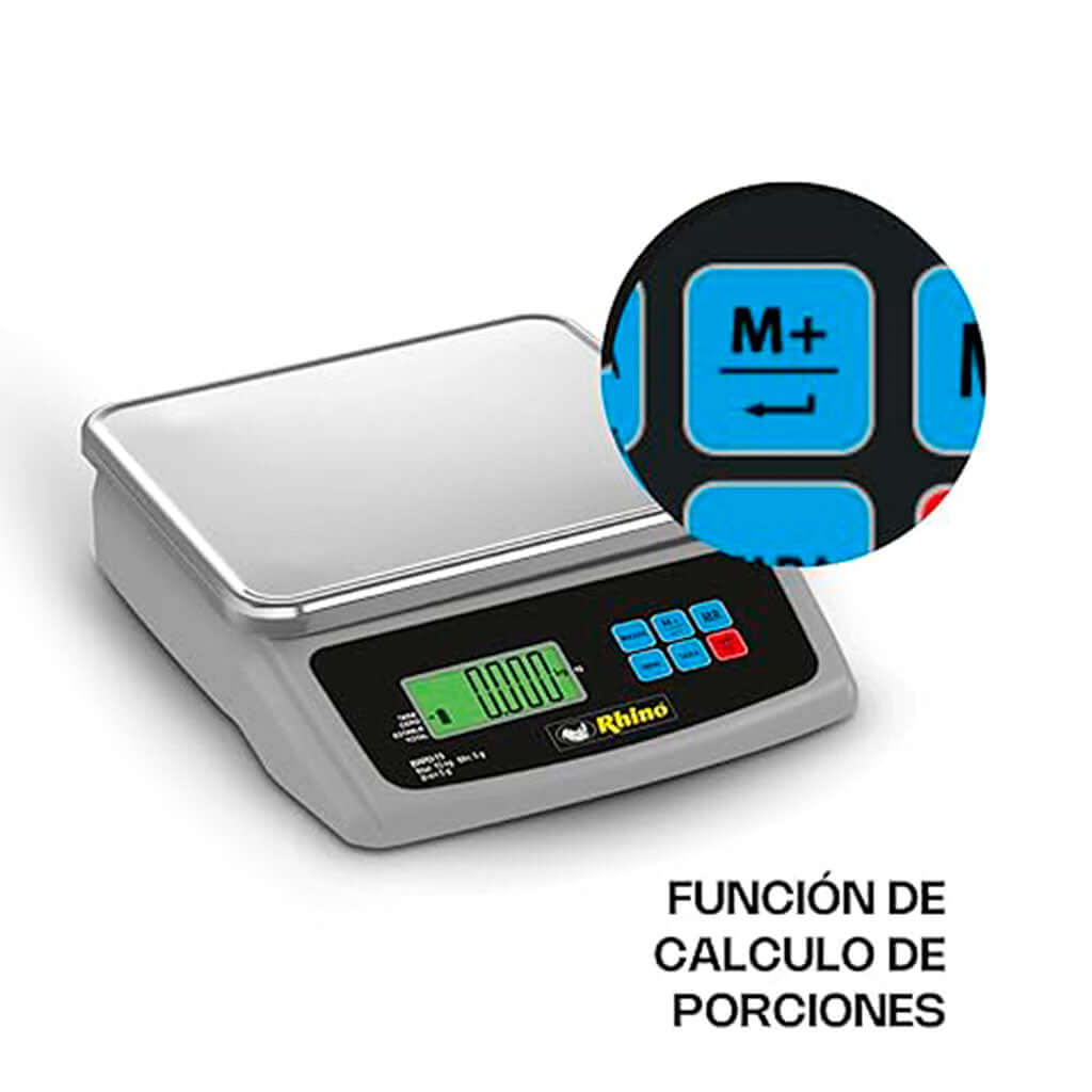 Báscula porcionadora 15 kg Rhino modelo BAPO-15 vista lateral
