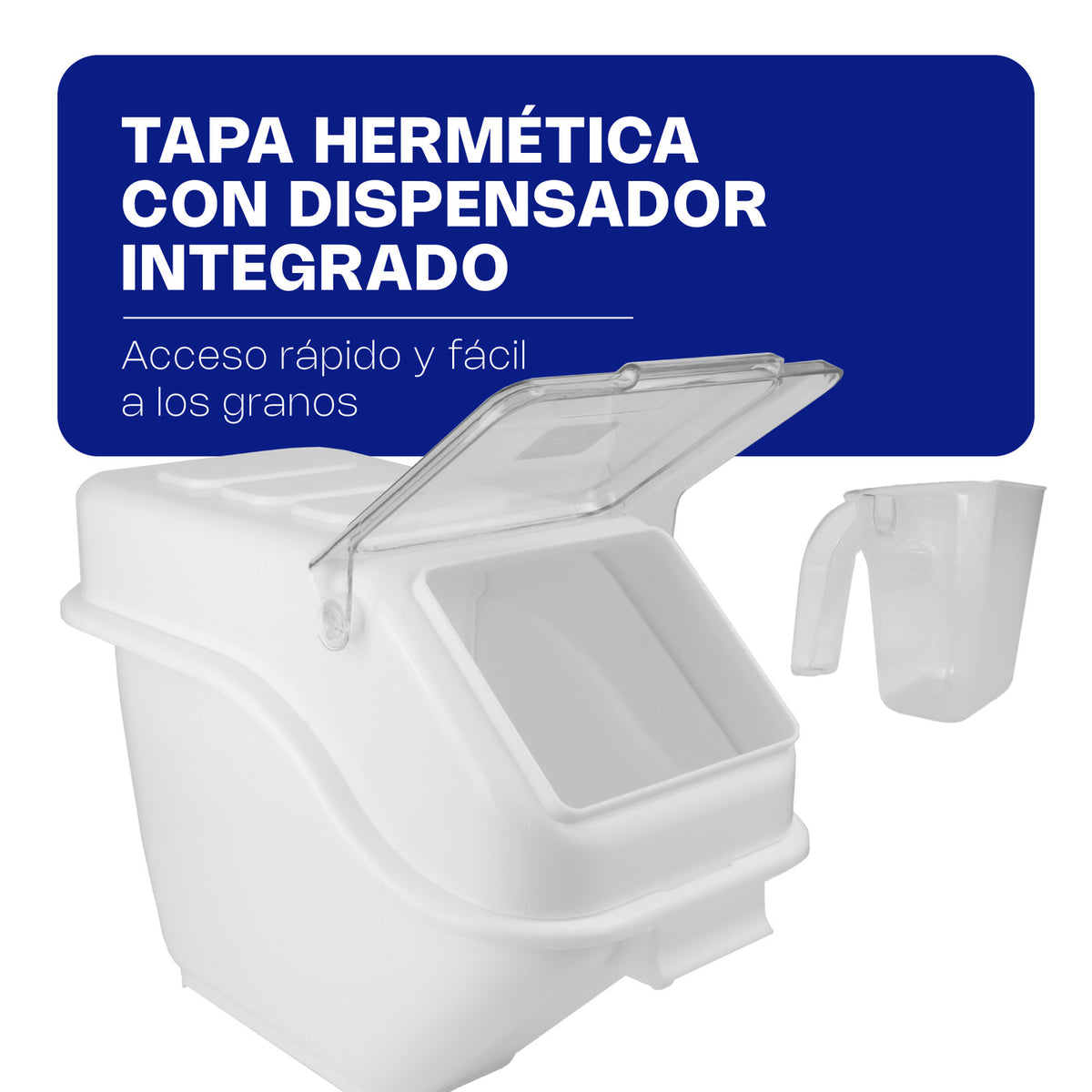Tapa hermética y dispensador integrado del almacén de granos CALEDONIA ALGRA-23E.