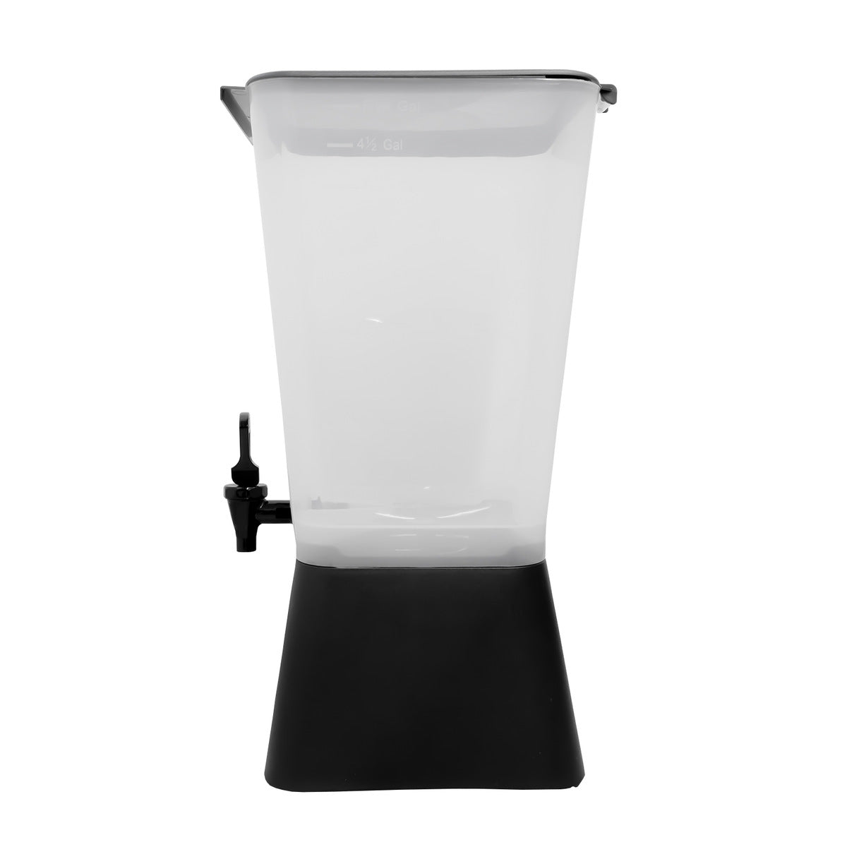 Dispensador de bebidas Caledonia DISBE-19 de 19 litros con depósito translúcido y llave de servicio manual. lateral.