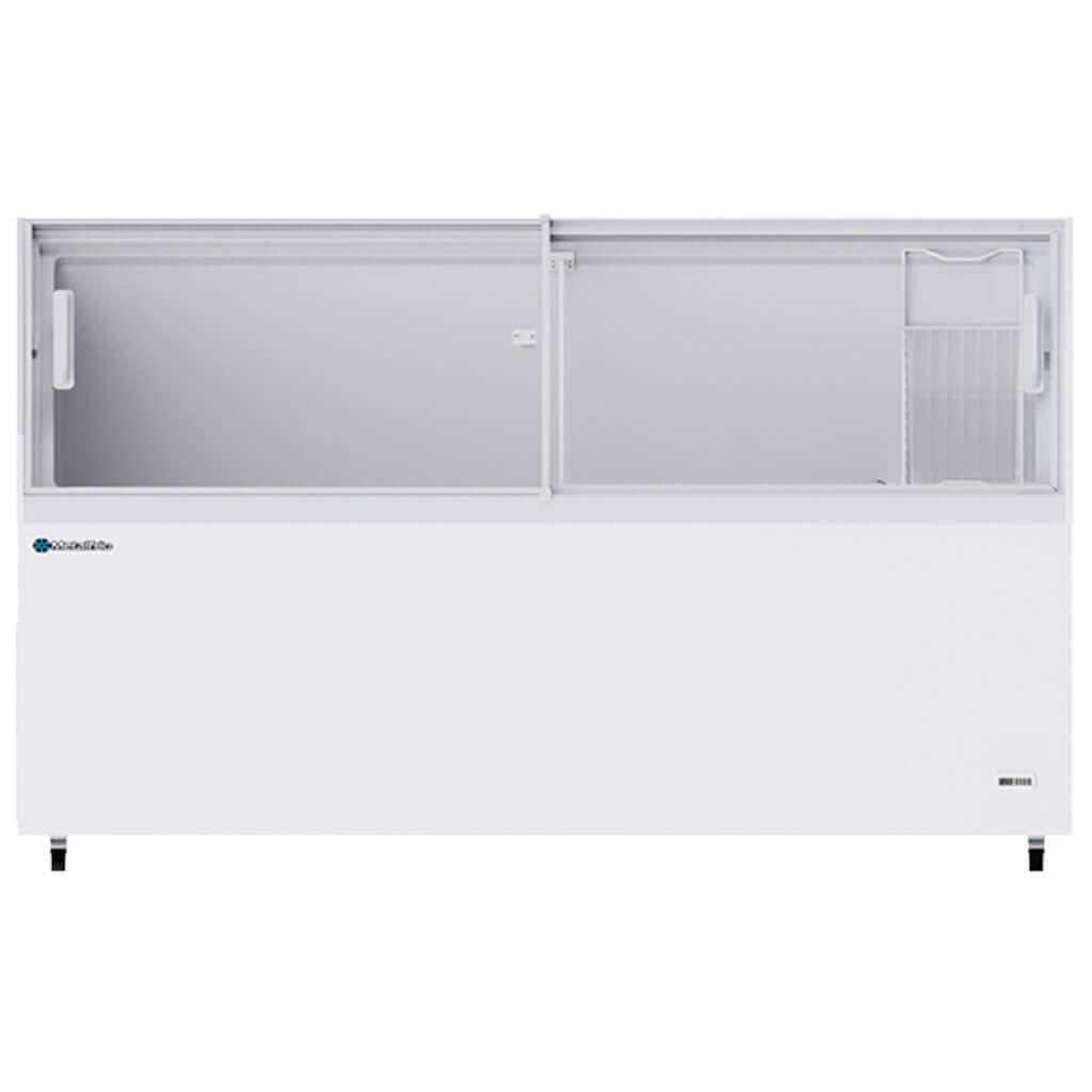 Interior del congelador horizontal Metalfrio CHC600 con canastilla para helados