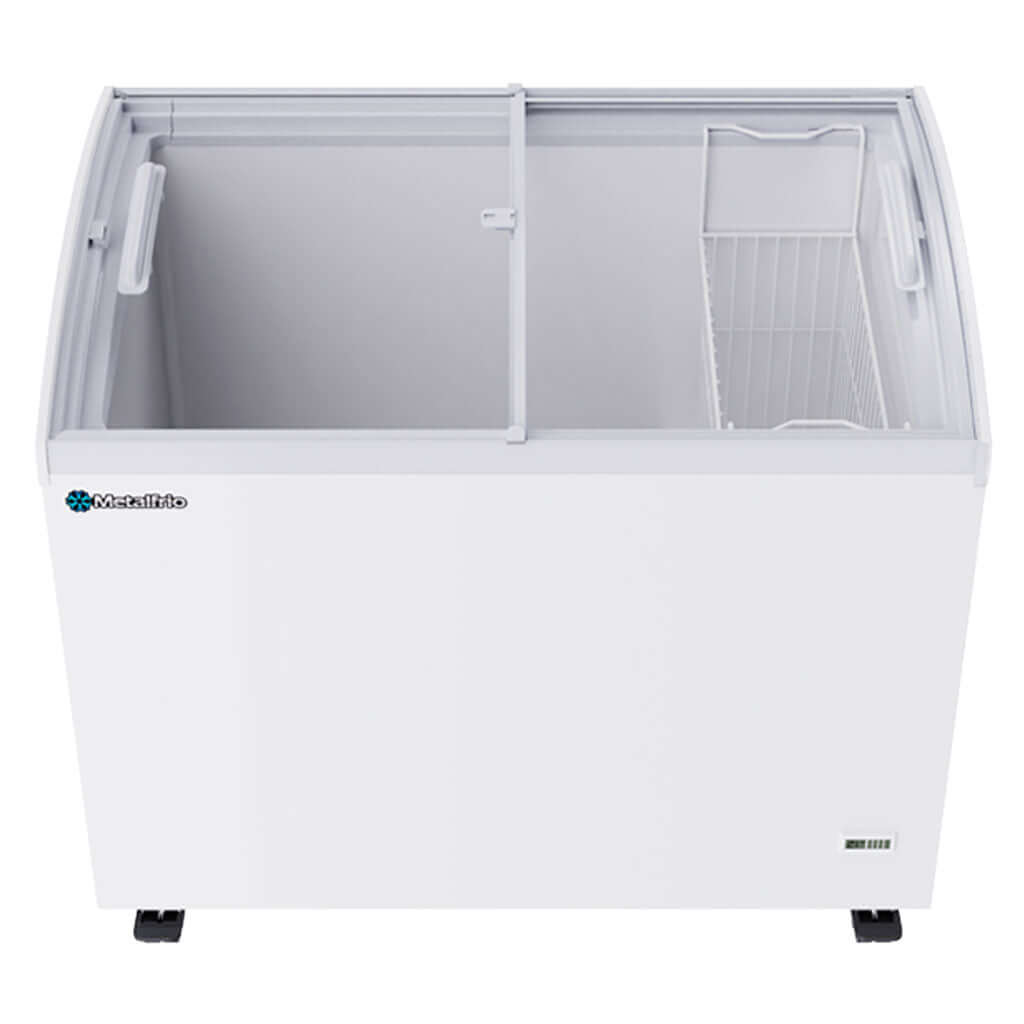 Conservadora de helado Metalfrio CHC300 interior con canastilla y esquinas redondeadas