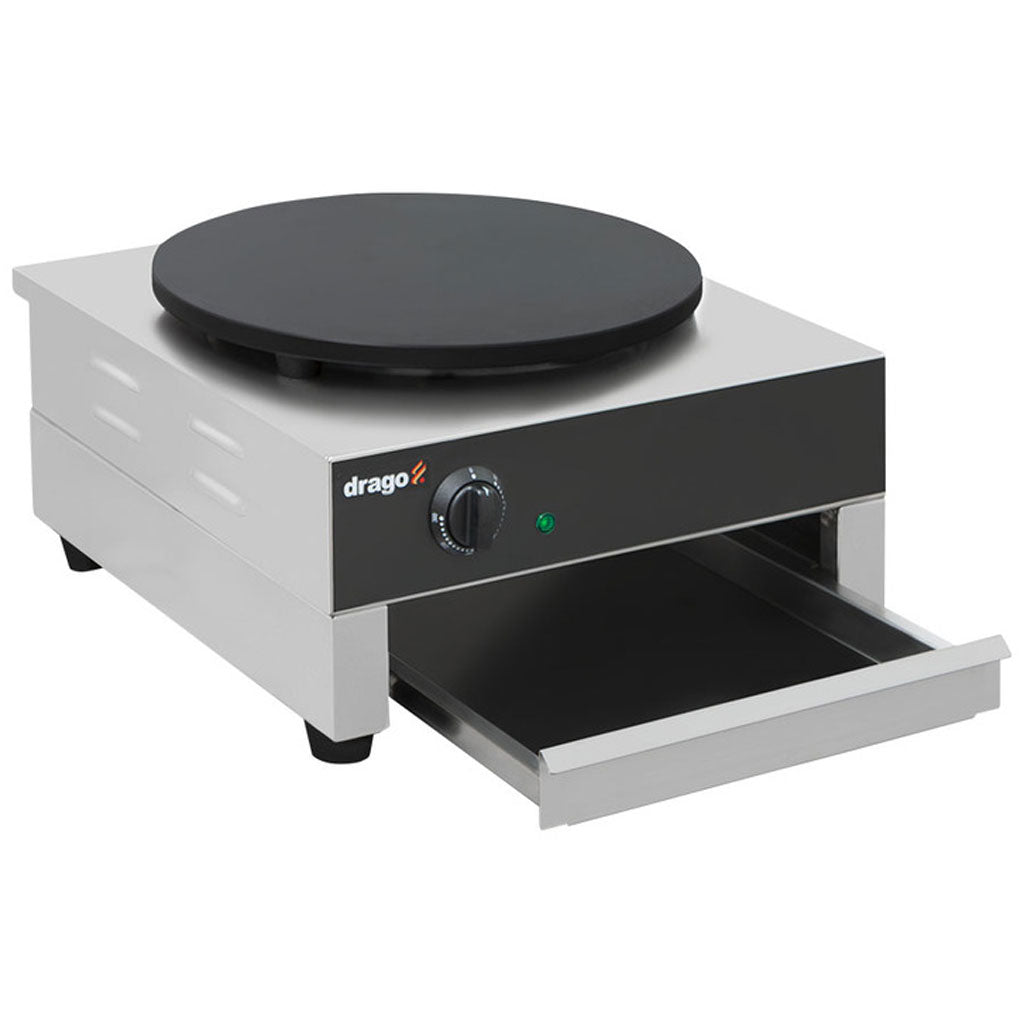 Crepera industrial Drago DE-1 eléctrica con plancha de hierro fundido 40 cm