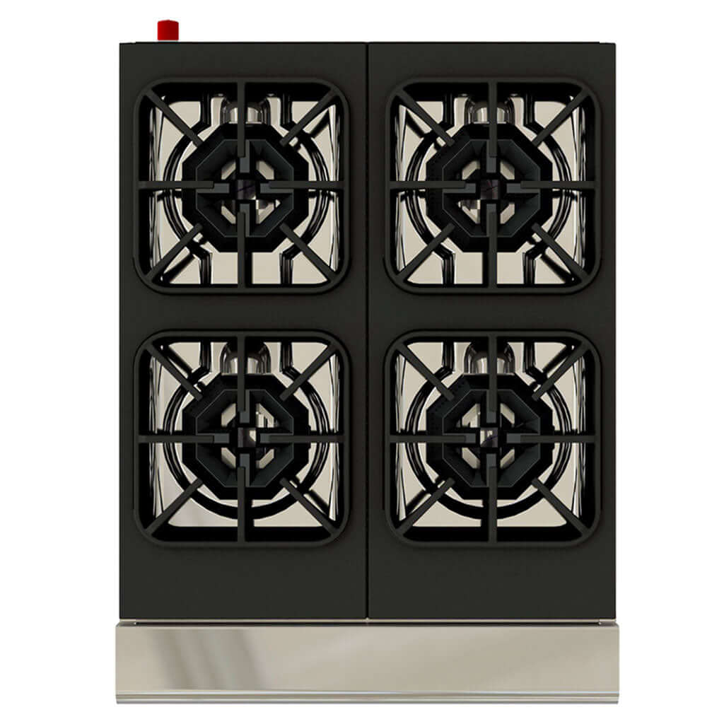 Detalle de quemador octagonal de hierro fundido en parrilla industrial Coriat PCV-4 Máster