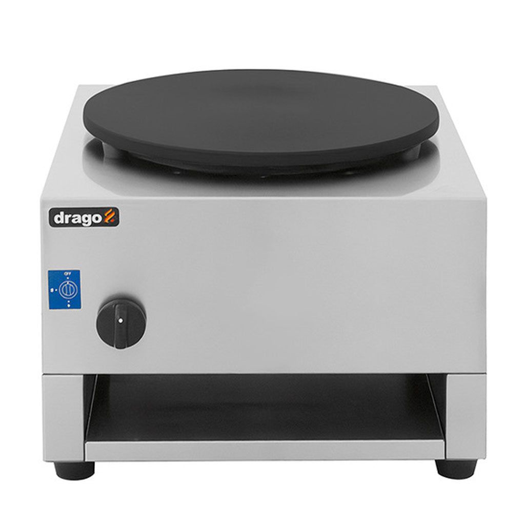 Crepera a gas Drago CM-1G frontal con plancha circular de 40 cm