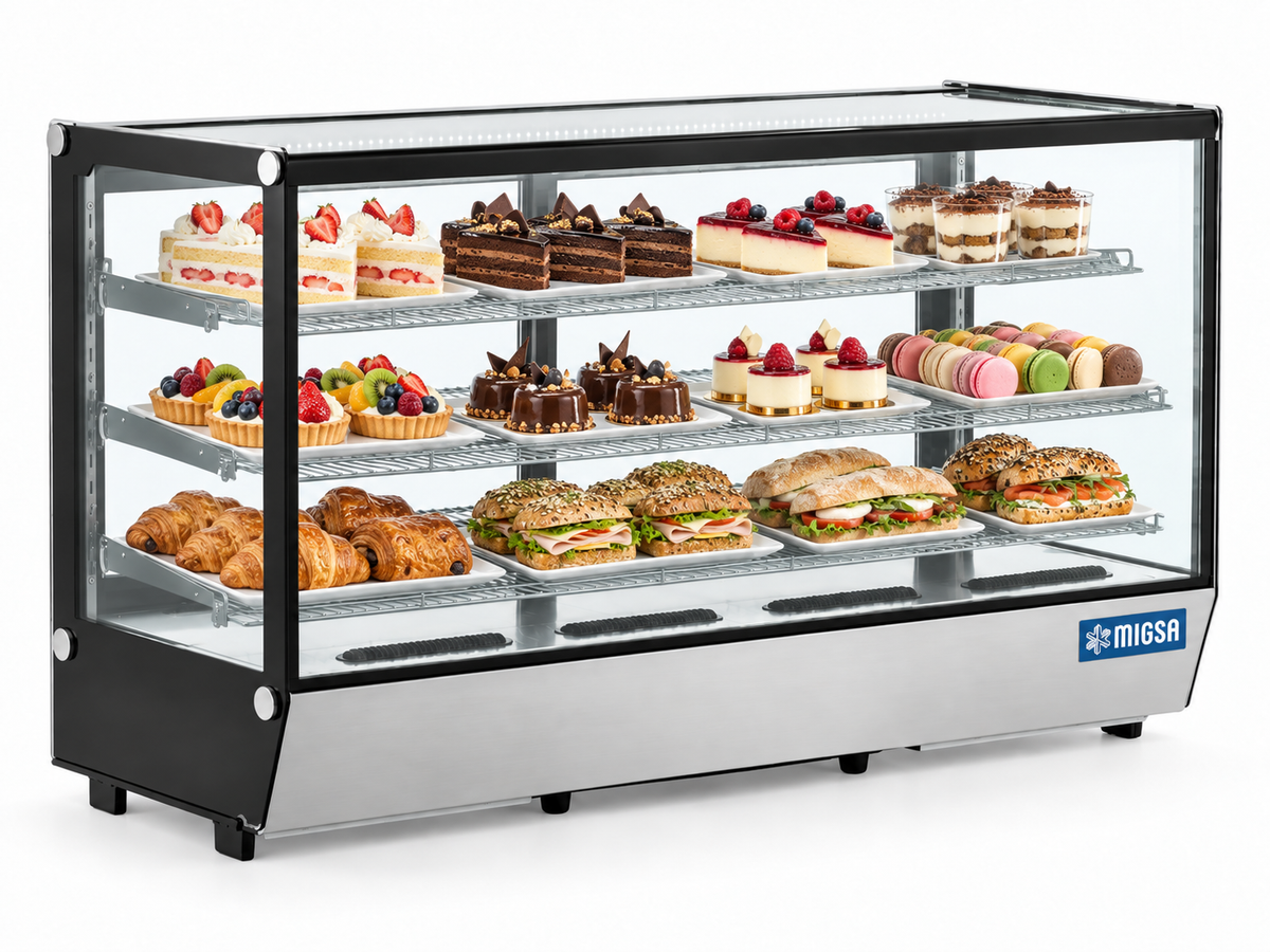 Vitrina refrigerada Migsa CW-295 363 litros con productos