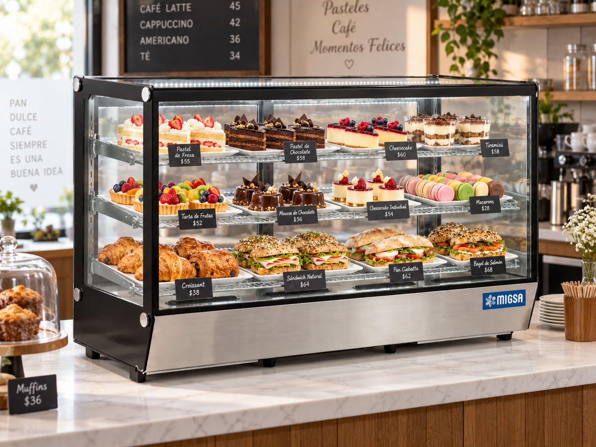 Vitrina Migsa CW-295 instalada en cafetería