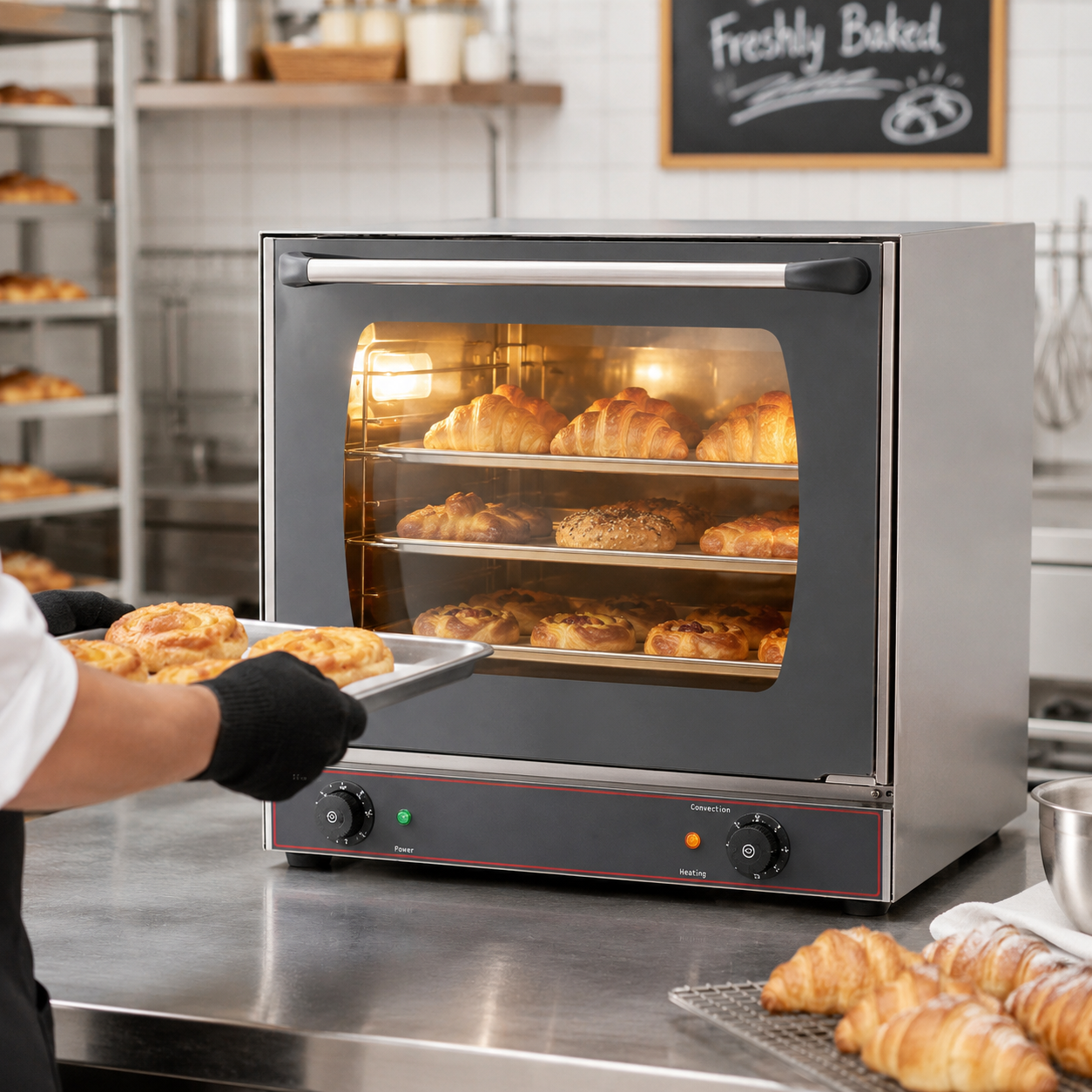 Horno eléctrico Migsa EN-20 en uso para repostería, panadería ligera y cafetería