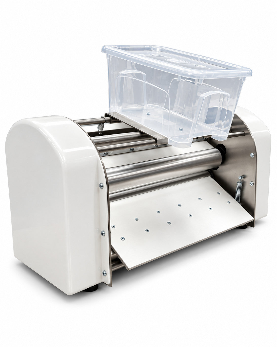 Laminadora EQUICHEF LMM-1 nueva versión vista lateral izquierda y bandeja