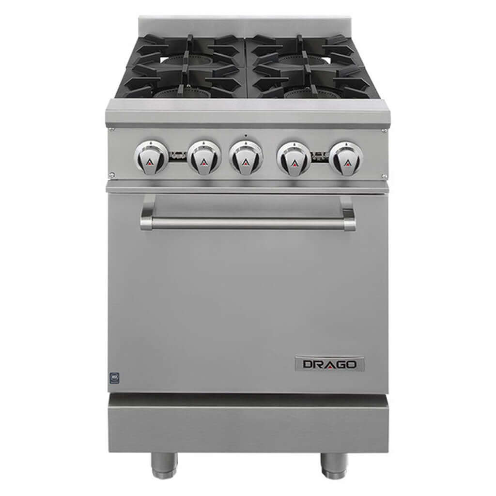 Estufa industrial a gas Drago CG-41 con 4 quemadores y parrillas de hierro fundido
