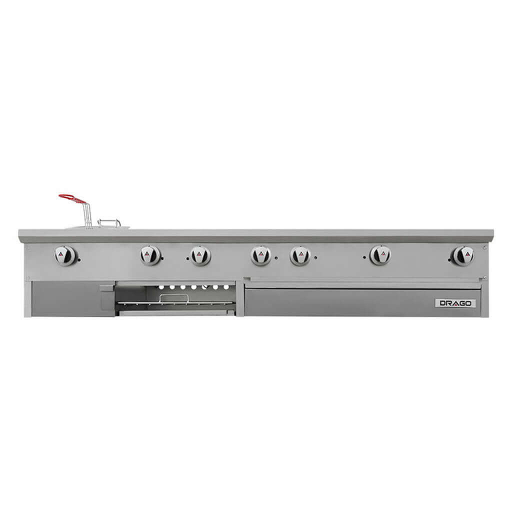 Estufa industrial 2 quemadores de mesa Drago UDM Slim con parrillas de hierro fundido