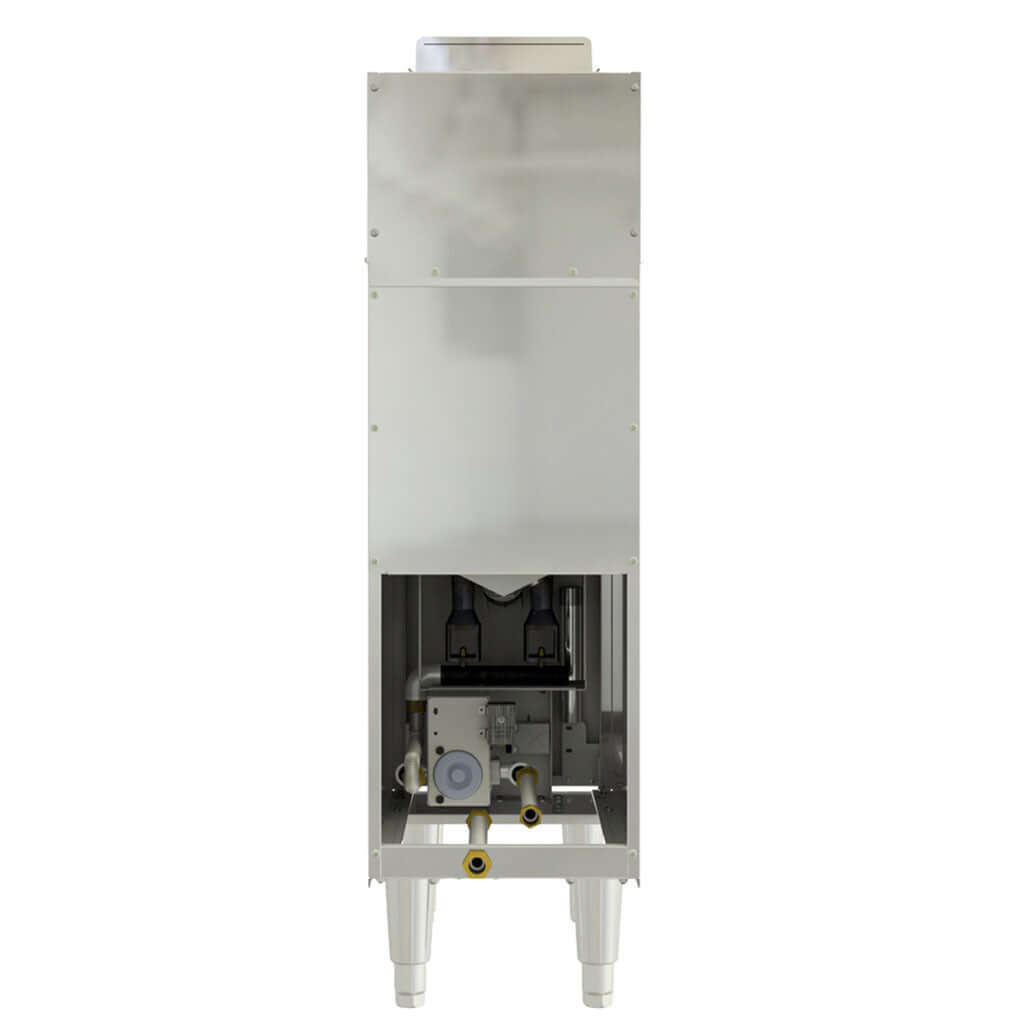 Controles y termostato de la freidora industrial de gas Coriat Turbo 16-2Q Master para control preciso de temperatura.